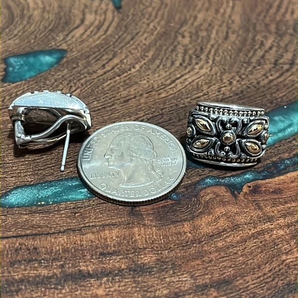 John Hardy Earrings Jaisalmer Dot Rectangle Drop Omega Back Sterling - Picture 2 of 2